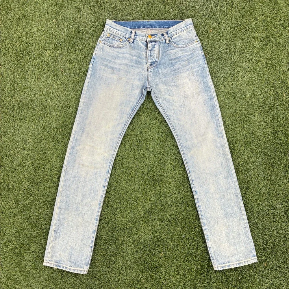 MNML Mens 30x31 Light Wash Straight Leg Denim Jeans Faded Acid Wash Streetwear